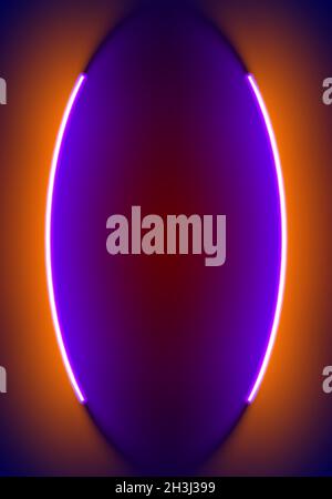 Neon Beleuchtung Hintergrund in Halloween-Stil. Abstrakte 80er oder Synthwave-Kulisse mit orangefarbener und violetter Lampe auf der Tapete Stock Vektor