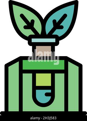 Symbol für die Anlage des Reagenzglas. Umriss Reagenzglas Pflanze Vektor Symbol Farbe flach isoliert Stock Vektor