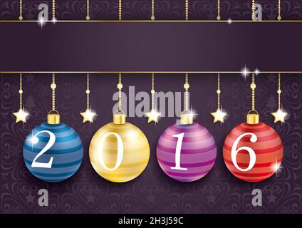 Coloreed Kugeln Sterne Lila Ornamente 2016 Stockfoto