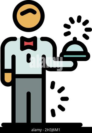 Hotel-Butler-Symbol. Kontur Hotel Butler Vektor Symbol Farbe flach isoliert Stock Vektor