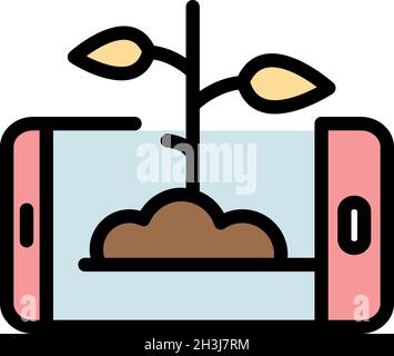 Wachsen Pflanze Smartphone-Symbol. Umriss wachsen Pflanze Smartphone Vektor Symbol Farbe flach isoliert Stock Vektor