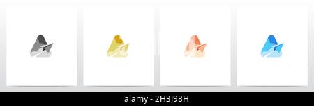 Papierflugzeug auf Brieflogo Design A Stock Vektor