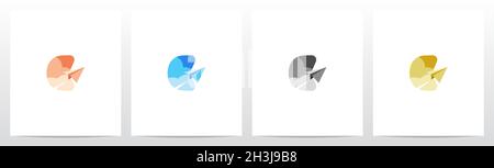 Papierflugzeug auf Letter Logo Design C Stock Vektor