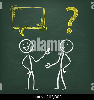 Blackboard Stickman 2 Kommunikationsproblem Stockfoto