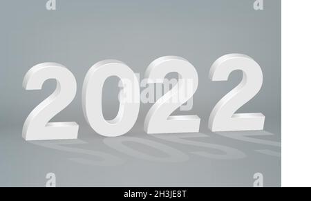2022 Neujahr 3d-Text auf Szenenhintergrund. Vektordesign Stock Vektor