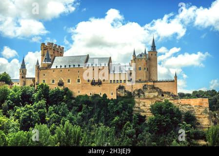 Das berühmte Schloss Alcazar in Segovia Spanien Stockfoto