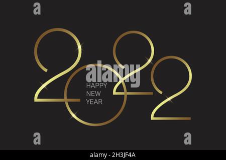 2022 Neujahrshintergrund mit goldenen Zahlen. Festliches Premium-Design Stock Vektor