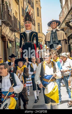 Segovia, Spanien - 29. Juni 2014: Riesen und große Köpfe (Gigantes y Cabezudos) in Segovia-Festival am 29. Juni 2014 in Segovia, Spa Stockfoto