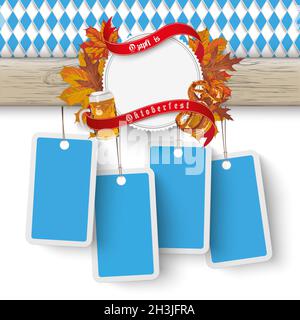 Oktoberfest Holzbanner Blatt 4 Preisaufkleber Stockfoto