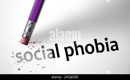 Radiergummi löschen den Begriff soziale Phobie Stockfoto