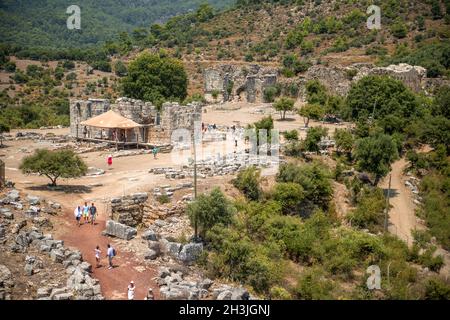 Ansicht der Ruinen in Kaunos antike Stadt (Türkei) Stockfoto