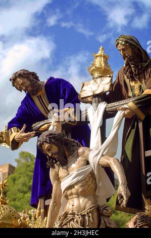 MALAGA, Spanien - APRIL 09: die traditionellen Prozessionen der Karwoche in den Straßen am 19. April 2009 in Malaga, Spanien. Stockfoto