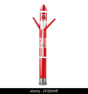 Rot aufblasbare Tanz Santa Claus Rohr Mann isoliert auf weißem Hintergrund, realistische Vektor-Illustration. Air Dancer für Weihnachten Verkauf Design Stock Vektor