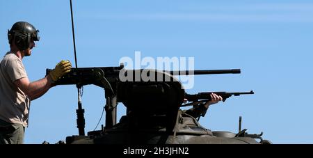 Yorkshire Kriegserfahrung, August 2021. Darsteller in deutscher Uniform des zweiten Weltkriegs. Stockfoto