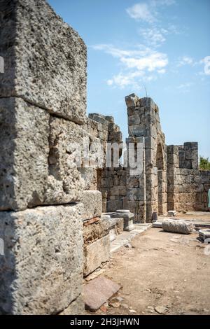 Ansicht der Ruinen in Kaunos antike Stadt (Türkei) Stockfoto