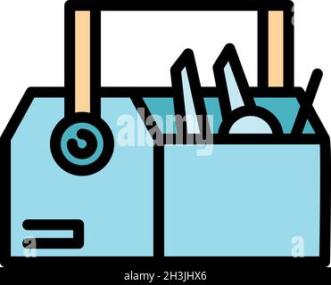 Symbol für das Tischlerwerkzeug. Kontur Tischler Werkzeugkasten Vektor Symbol Farbe flach isoliert Stock Vektor