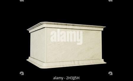 Stein Gewinner Sockel auf schwarzem Hintergrund, isoliert - Objekt 3D-Illustration Stockfoto