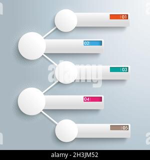 Infografik 5 Netzwerk Kreise Halbtonbanner PIAD Stockfoto