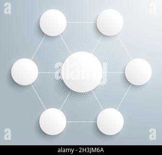 Infografik Halbtonkreise Hexagon Network PIAD Stockfoto