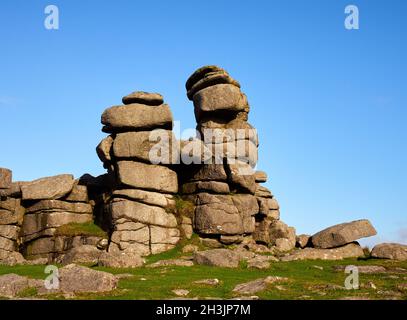 Great Staple Tor in der Nähe von Merrivale auf Dartmoor Devon UK Stockfoto