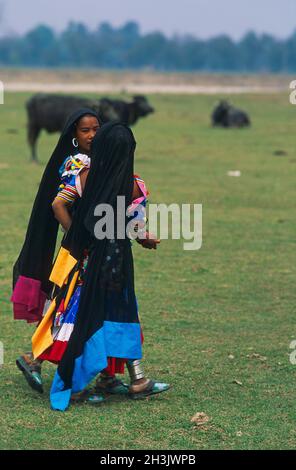 Nepal, Terai-Gebiet, Rana Tharu ethnische Gruppe Stockfoto