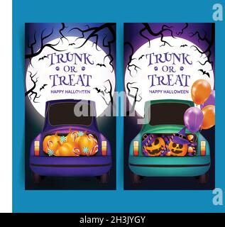 Realistische Stamm behandeln vertikale Banner Set Vektor-Design-Illustration Stock Vektor