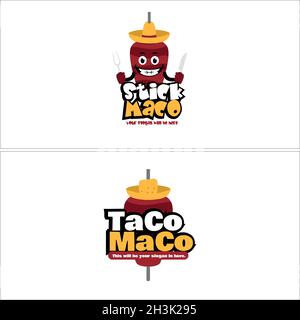 Moderne Food Stick Taco Charakter Cartoon Logo-Design Stock Vektor