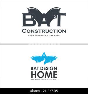 Moderne Konstruktion Fledermaus Home Design Kombination Marke Logo Stock Vektor
