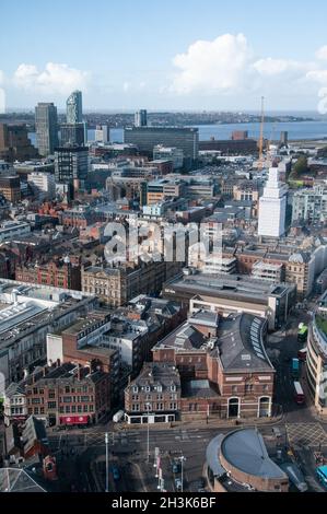 In ganz Großbritannien - Ein Tag in Liverpool - Blick vom Radio City Tower - Stadtzentrum Stockfoto