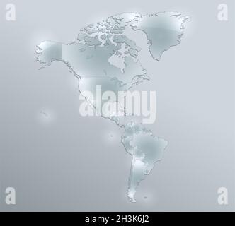 Amerika Karte, trennt Staaten, Design Glas Karte 3D blank Stockfoto