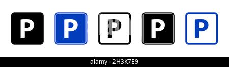 Parkschild Icon Set einfaches Design Stock Vektor