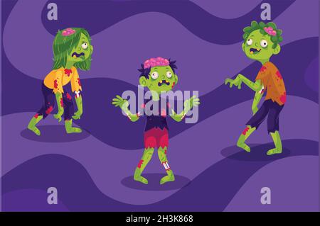 Flache halloween Zombies Kollektion Vektor Design Illustration Stock Vektor