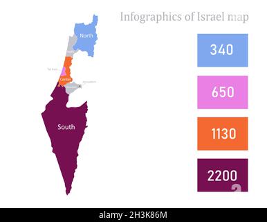 Infografiken von Israel Karte, einzelne Regionen Vektor Stock Vektor