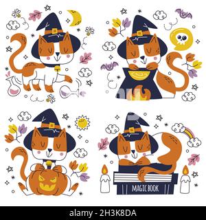 Handgezeichnetes halloween Sticker Pack Vektor Design Illustration Stock Vektor