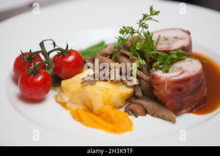 Sehr geschmackvolles Abendessen in einem Restaurant Stockfoto