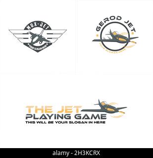 Satz von Luftfahrt-Spiel Flugzeug Jet Logo-Design Stock Vektor