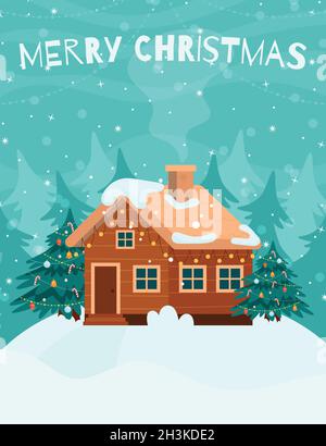 Frohe Weihnachten Grußkarte Flyer Konzept. Stock Vektor