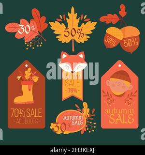 pack Herbst Verkauf Etiketten Vektor Design Illustration Stock Vektor