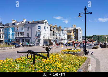 Seaton Devon Blumenbetten an der Seaton Esplanade oder Strandpromenade an der Strandstraße Seaton Devon England GB Europa Stockfoto