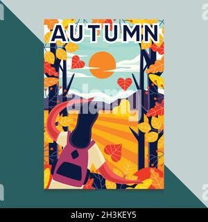 Handgezeichnetes Poster mit Vektorgrafik im Herbst Stock Vektor