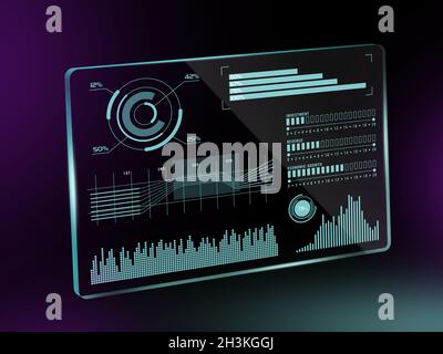 Diagramme und Grafiken Projektion auf einem digitalen Tablet Stockfoto