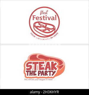 Modernes Food Party Fleisch Abzeichen Logo Design Stock Vektor