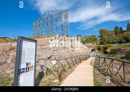 Ruinen des Herkules-Tempels im Heiligtum des Herkules Victor, Tivoli, Latium, Italien Stockfoto