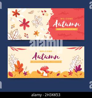 Flache Herbst Banner Vorlage Vektor Design Illustration Stock Vektor