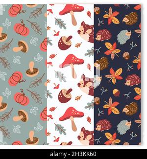 pack handgezeichnete Herbst Muster Vektor-Design Illustration Stock Vektor