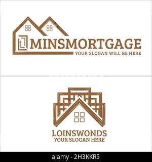 Satz von Hypothek Business Property flat line Home Logo-Design Stock Vektor