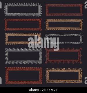 Dekoratives Vintage-Rahmen und Bordüren-Set. Feine Details, Grunge und filigrane Rahmen. Stock Vektor