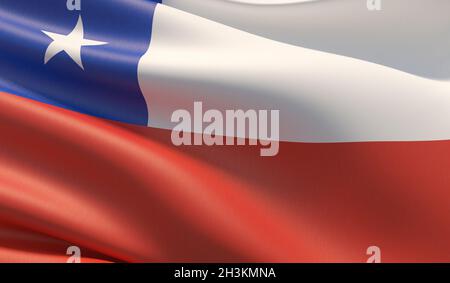Hohe Auflösung close-up Flagge von Chile. 3D-Darstellung. Stockfoto