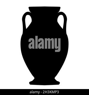 Antike griechische Vase auf weißem Hintergrund. Griechisches Vase-Logo. Flacher Stil. Stockfoto