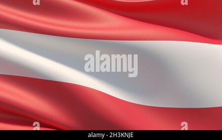 Hohe Auflösung close-up Flagge Österreich. 3D-Darstellung. Stockfoto